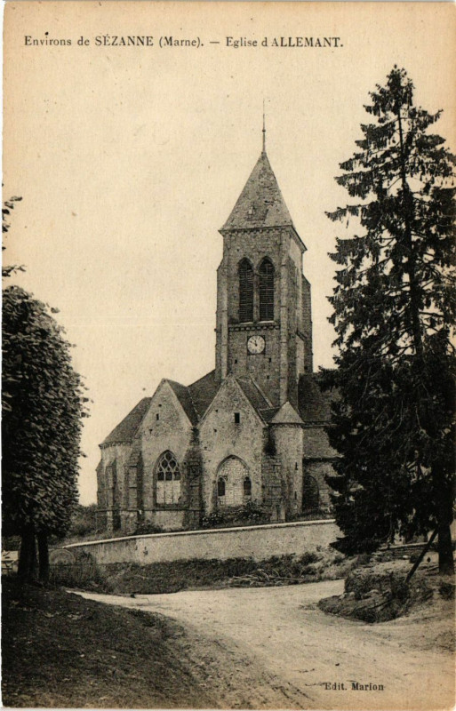 Carte postale ancienne Env. de Sezanne - Eglise d'Allemant à Sézanne