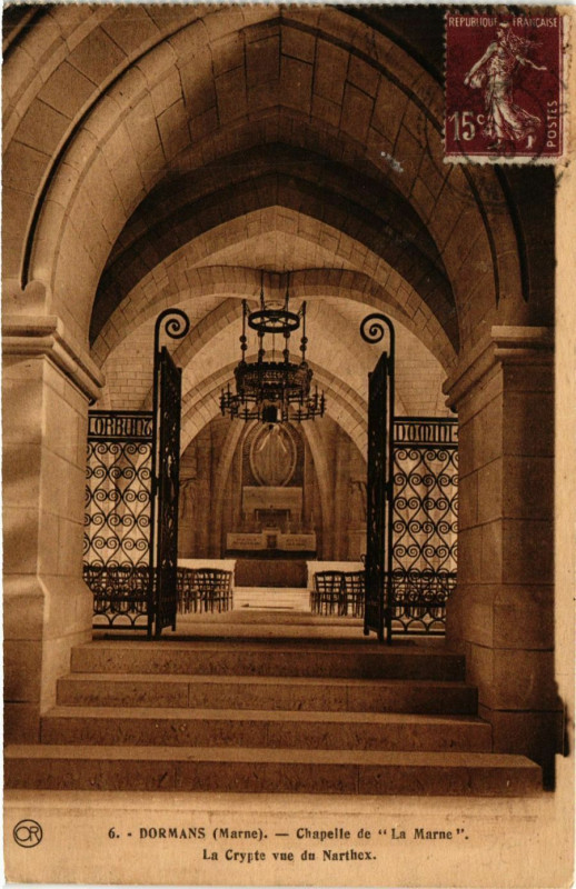 Carte postale ancienne Dormans - Chapelle de la Marne à Dormans