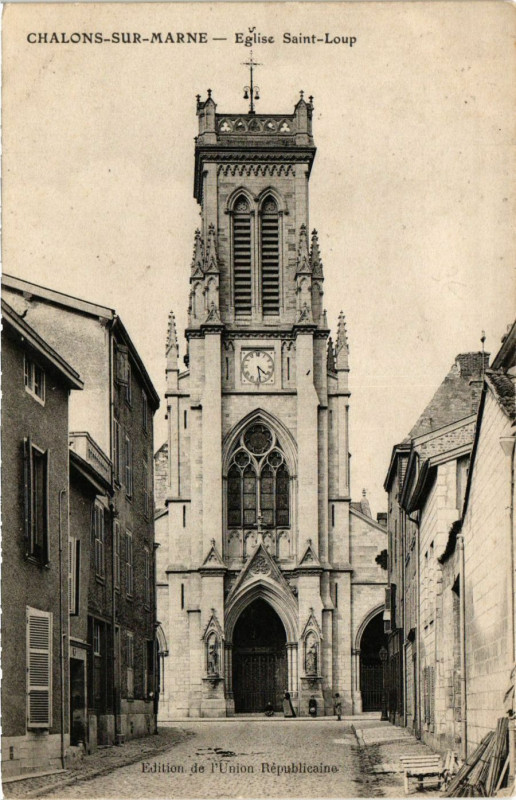 Carte postale ancienne Chalons sur Marne - Eglise Saint-Loup à Saint-Loup
