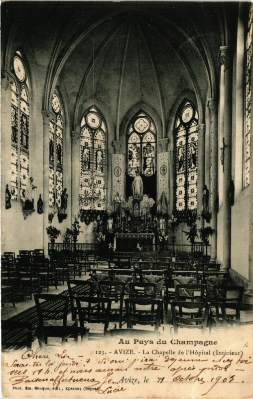 Carte postale ancienne Avize - La Chapelle de l'Hopital à Avize