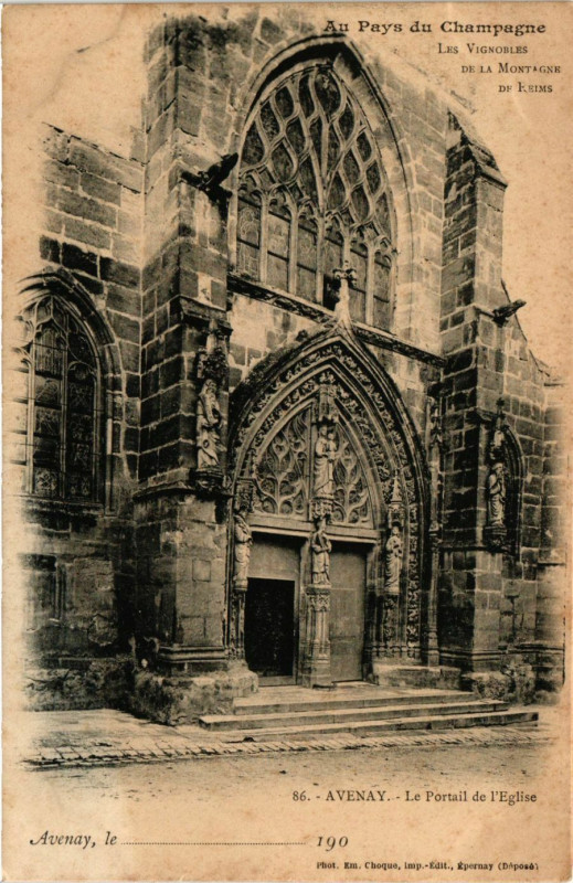 Carte postale ancienne Avenay - Le Portail de l'Eglise