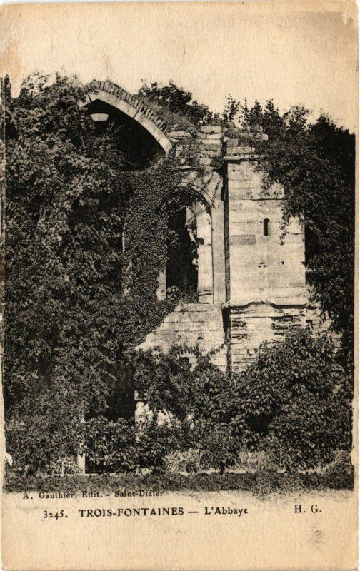 Carte postale ancienne Trois-Fontaines L'Abbaye à Baye