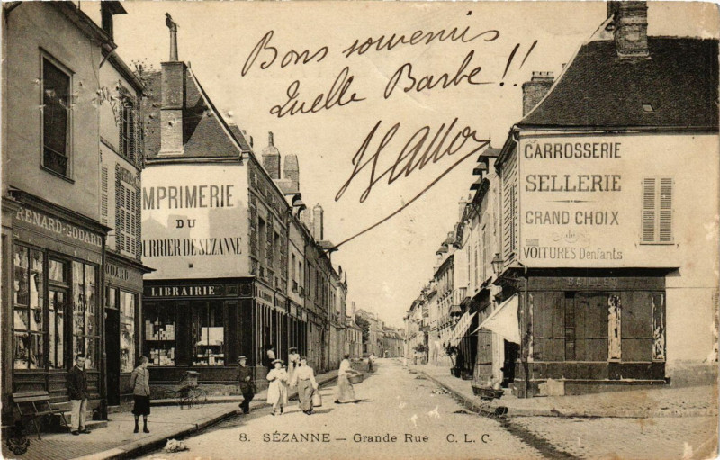 Carte postale ancienne Sezanne-Grande Rue à Sézanne
