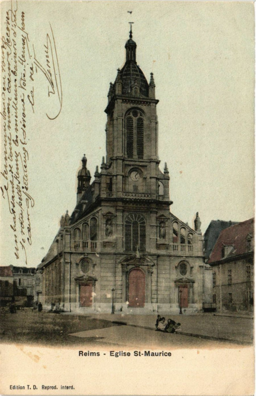 Carte postale ancienne Reims-Eglise Saint-Maurice à Reims