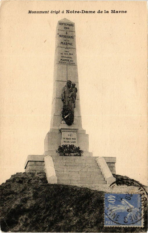 Carte postale ancienne Monument erige a Notre-Dame de la Marne