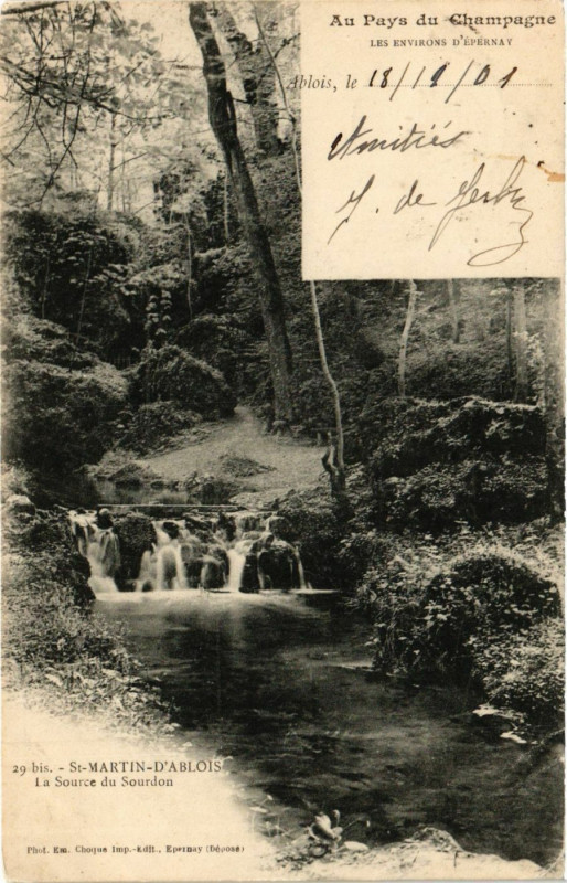 Carte postale ancienne Les Env. d'Epernay. Saint-Martin-D'Ablois la source du Sourdon à Saint-Martin-d'Ablois