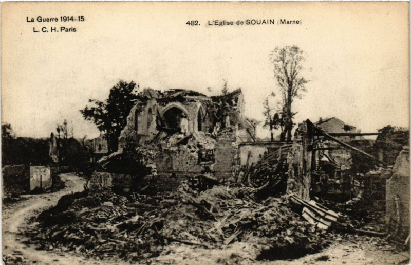Carte postale ancienne L'Eglise de Souain Marne