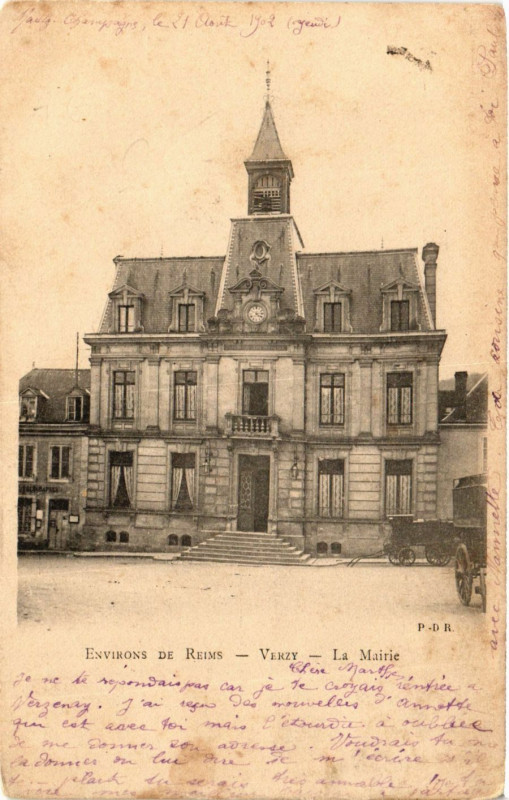 Carte postale ancienne Env. de Reims-Verzy La Mairie à Reims
