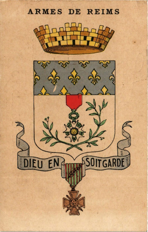 Carte postale ancienne Armes de Reims à Reims