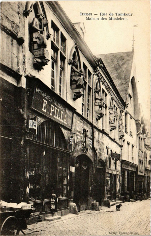Carte postale ancienne Reims - Rue de Tambour à Reims