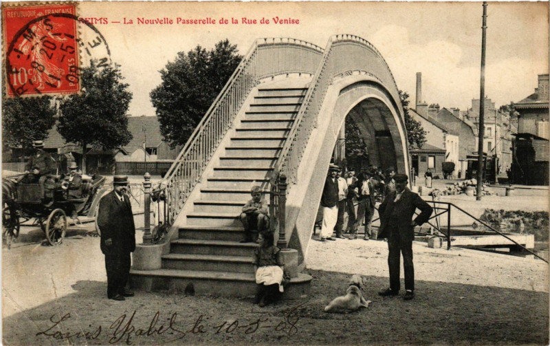 Carte postale ancienne Reims - La Nouvelle Passerelle à Reims
