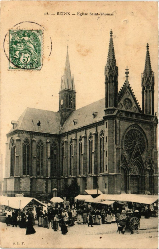 Carte postale ancienne Reims - Eglise Saint-Thomas à Reims