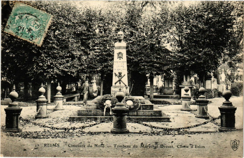 Carte postale ancienne Reims - Tombeau du Marchal Drouet à Reims