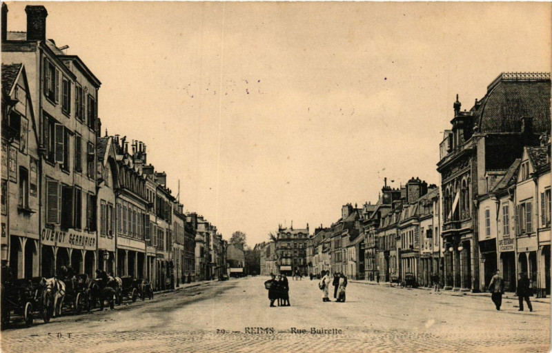 Carte postale ancienne Reims - Rue Buirette à Reims