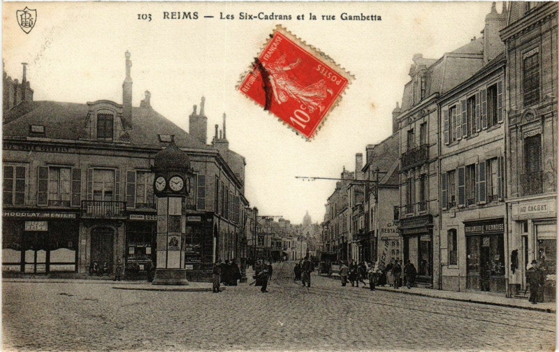 Carte postale ancienne Reims - Les Six Cadrans à Reims