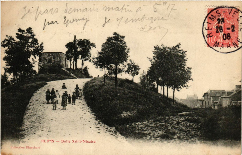 Carte postale ancienne Reims - Butte Saint-Nicaise à Reims