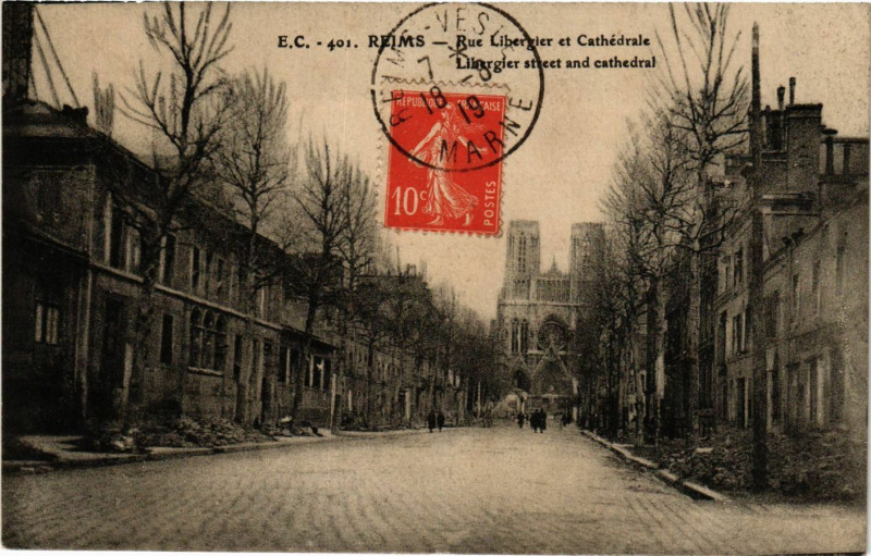 Carte postale ancienne Reims - Rue Libergier à Reims