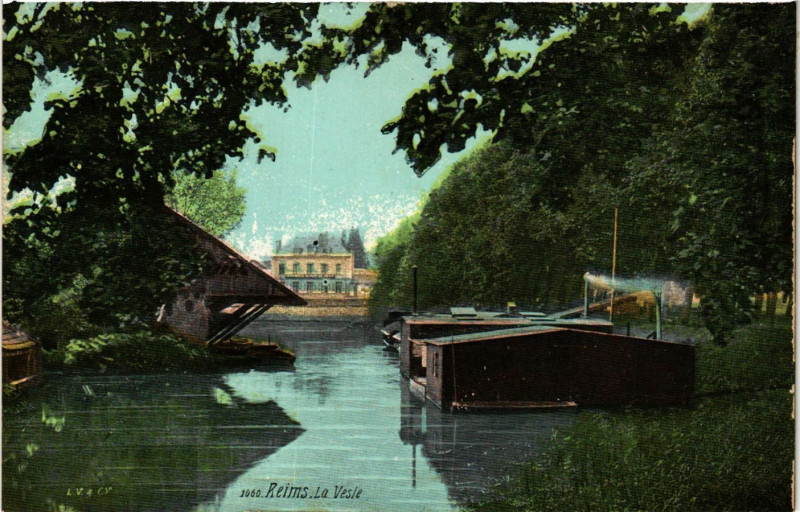 Carte postale ancienne Reims - La Vesle à Reims
