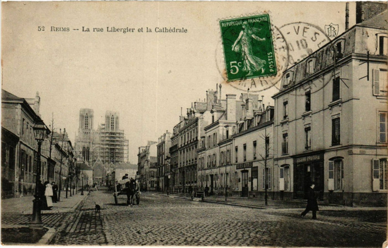 Carte postale ancienne Reims - La Rue Libergier à Reims