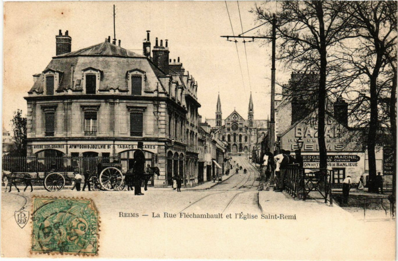 Carte postale ancienne Reims - La Rue Flechambault à Reims