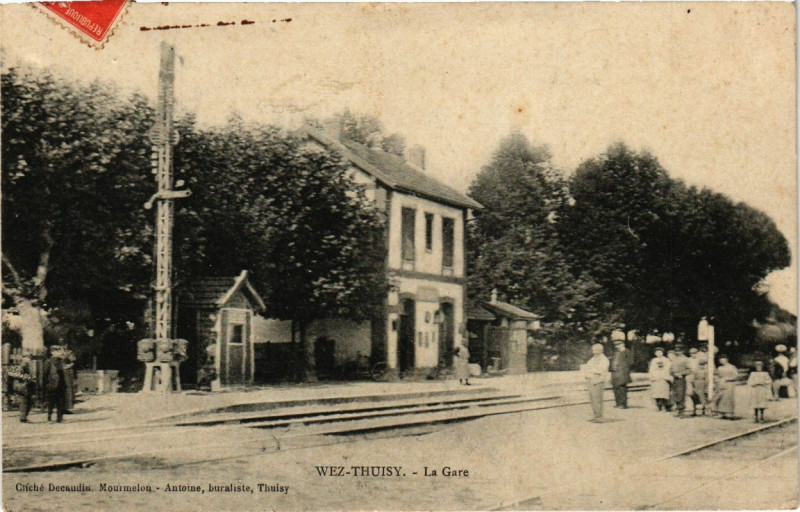 Carte postale ancienne Wez-Thuisy - La Gare