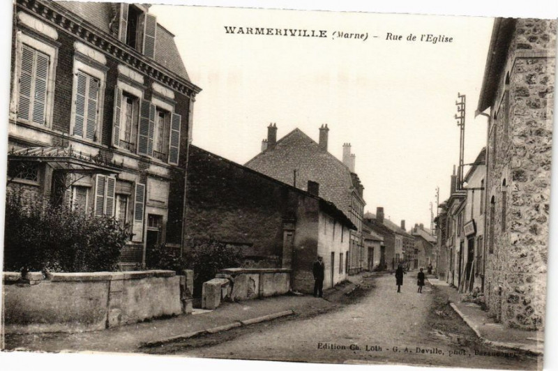 Carte postale ancienne Warmeriville (Marne) - Rue de l'Eglise à Warmeriville