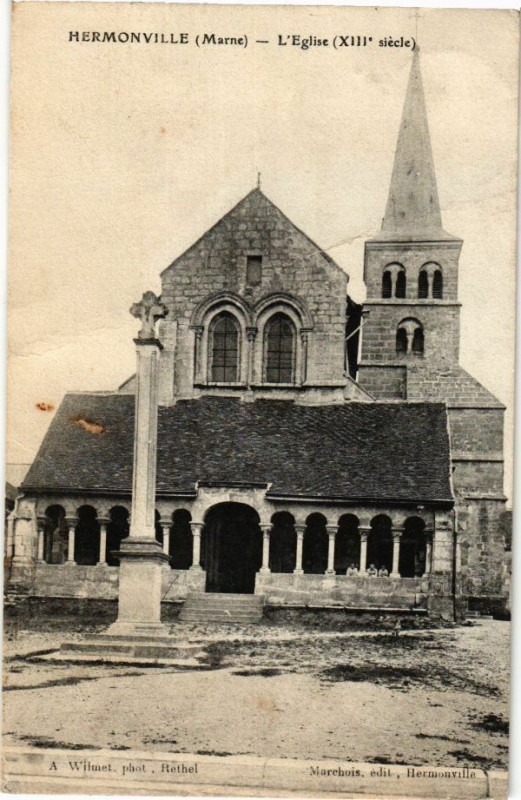 Carte postale ancienne Hermonvile (Marne) - L'Eglise (Xiii siecle)