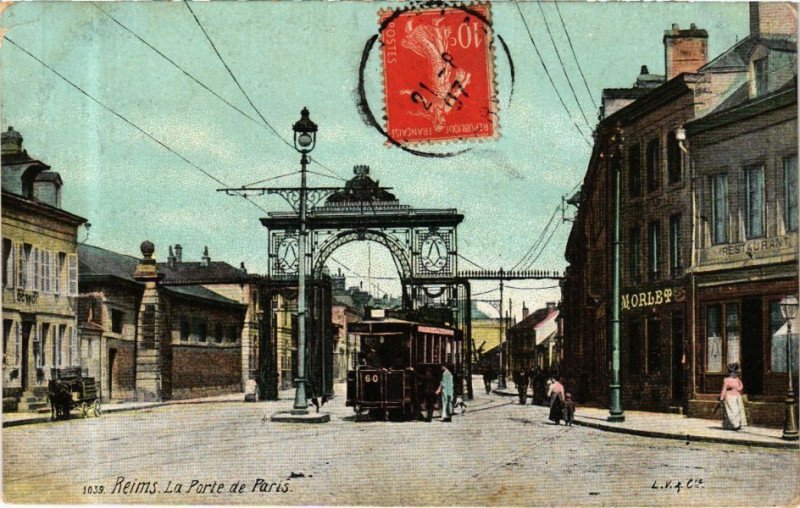 Carte postale ancienne Reims - La Porte de Paris à Reims