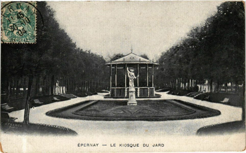 Carte postale ancienne Epernay - Le Kiosque du Jard à Épernay