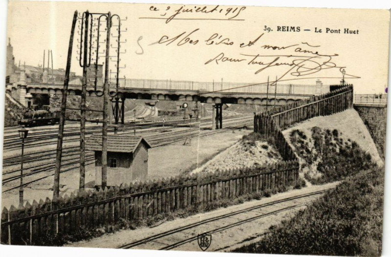 Carte postale ancienne Reims - Le Pont Huet à Reims