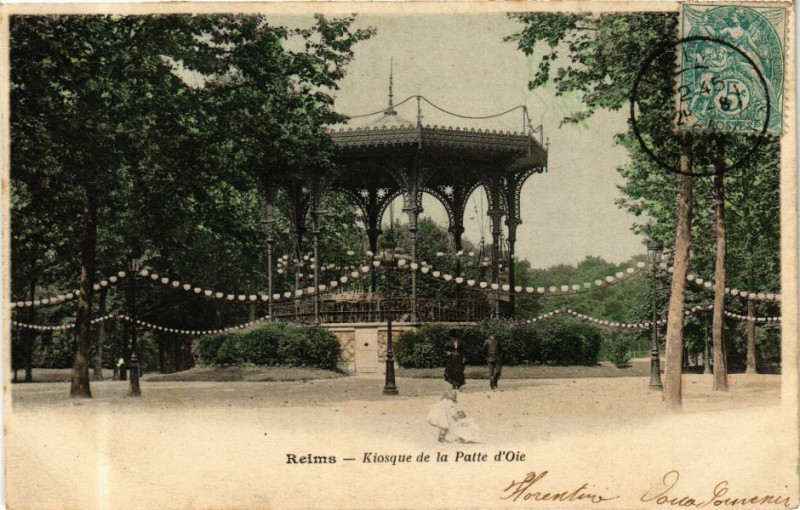 Carte postale ancienne Reims - Kiosque de la Patte - d'Oie à Reims