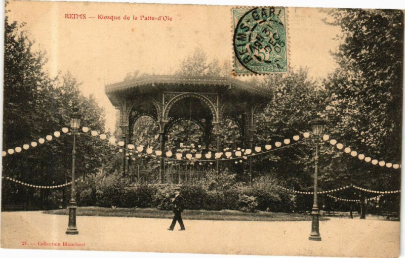 Carte postale ancienne Reims - Kiosque de la Patte - d'Oie à Reims