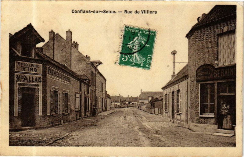 Carte postale ancienne Conflans-sur-Seine - Rue de Villiers à Conflans-sur-Seine