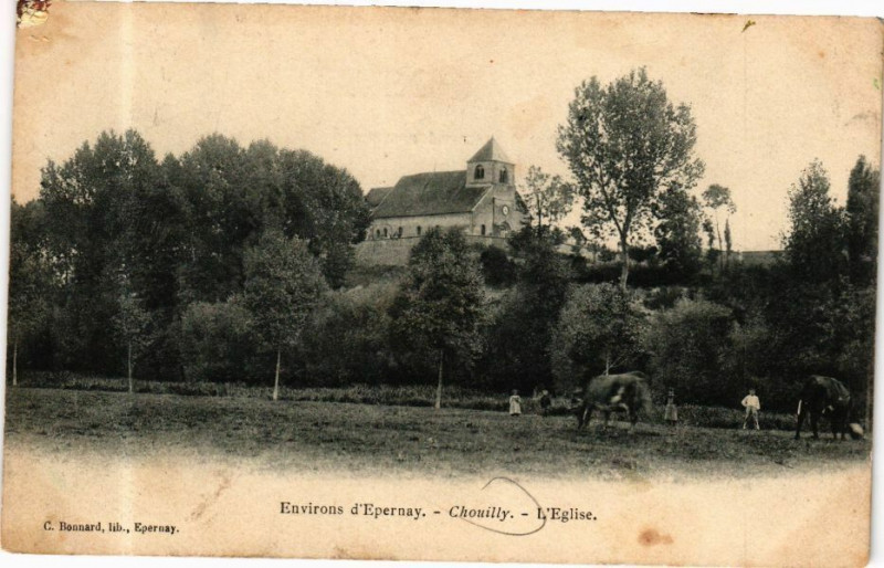 Carte postale ancienne Env. d'Epernay - Chouilly - L'Eglise à Chouilly