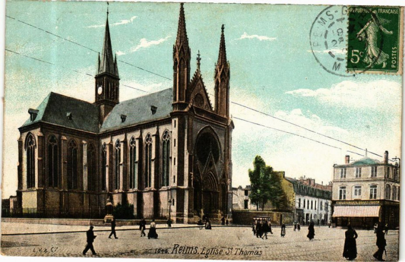 Carte postale ancienne Ed. Aqua 1046 Reims Eglise Saint-Thomas à Reims