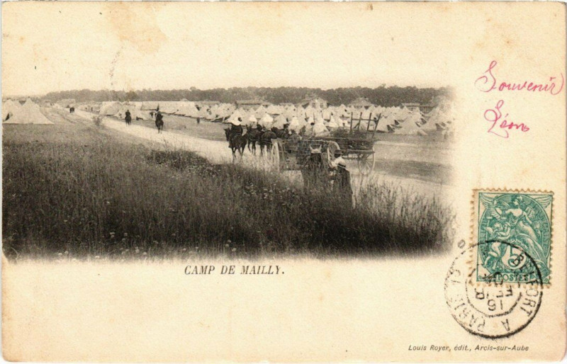 Carte postale ancienne Camp-de-Mailly - Souvenir les tentes