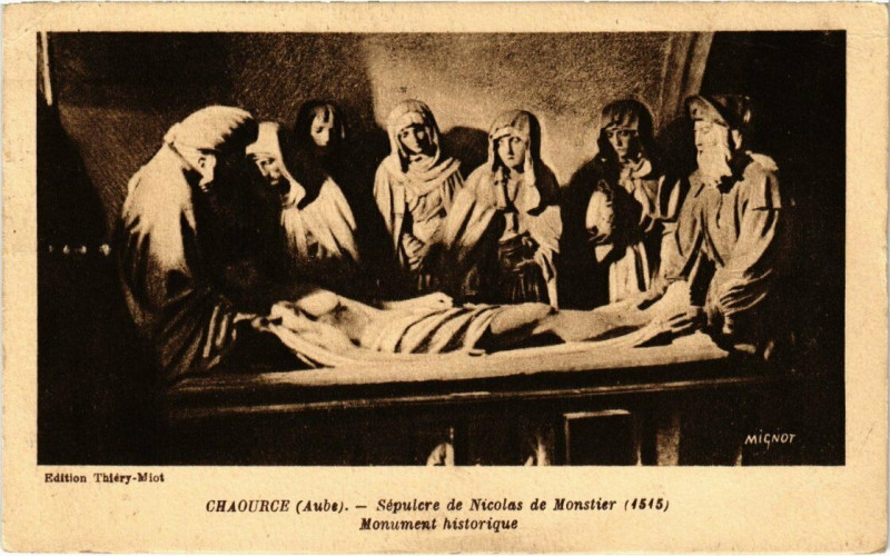 Carte postale ancienne Chaource - Sépulcre de Nicolas Monstier Monument historique à Chaource