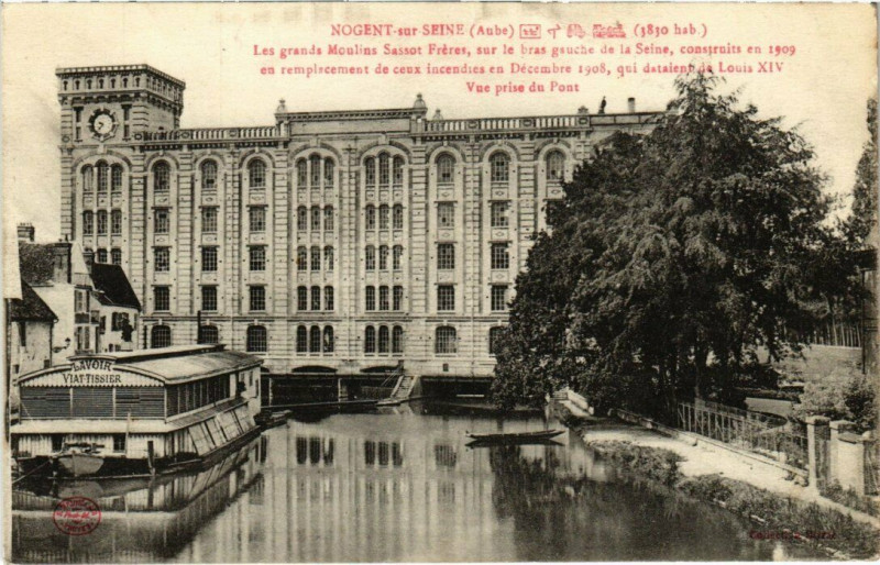 Carte postale ancienne Nogent-sur-Seine - Les grand Moulins Sassot Freres à Nogent-sur-Seine