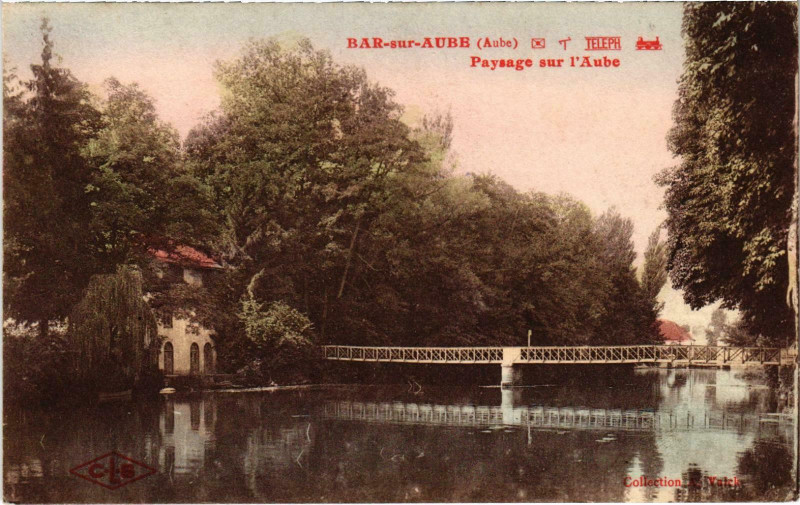 Carte postale ancienne Bar-sur-Aube Paysage sur l'Aube à Bar-sur-Aube