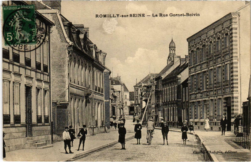 Carte postale ancienne Romilly-sur-Seine La Rue Gornet Boivin Aube à Romilly-sur-Seine