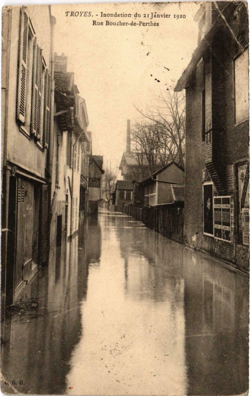 Carte postale ancienne Troyes Inondation Aube à Troyes