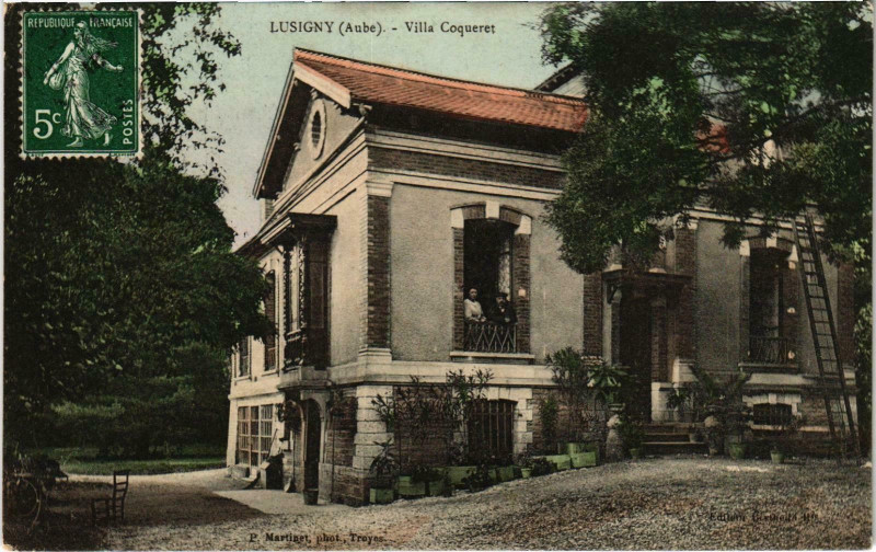 Carte postale ancienne Lusigny Villa Corqueret Aube