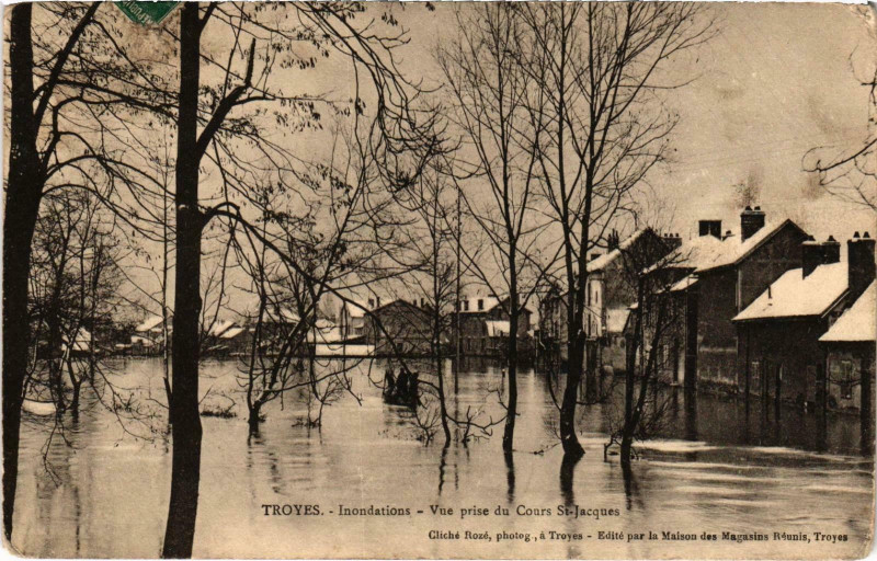 Carte postale ancienne Troyes Inondation Aube à Troyes