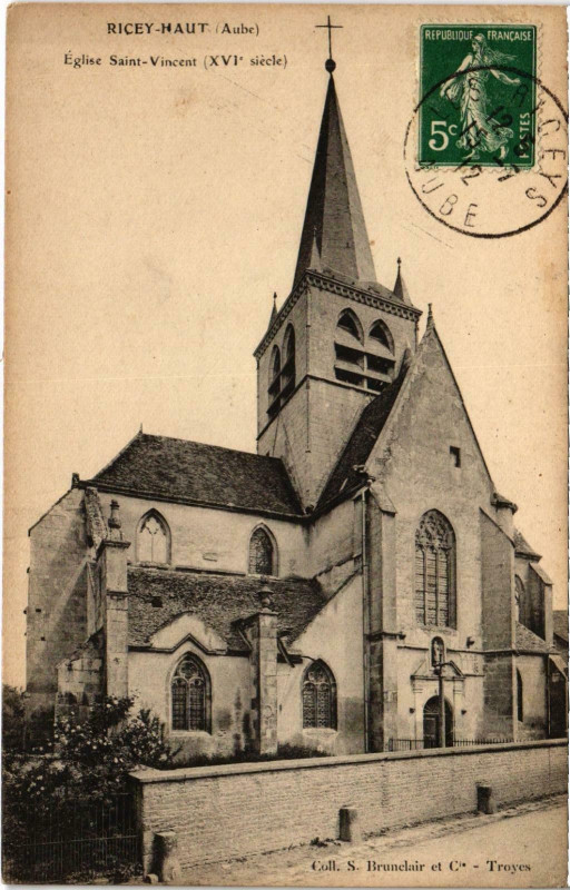 Carte postale ancienne Ricey Haut Eglise Saint-Vincent Aube