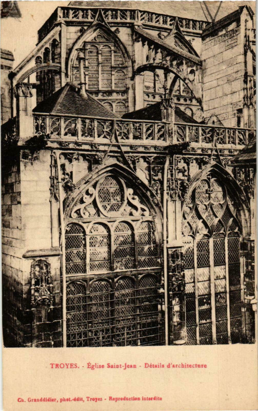 Carte postale ancienne Troyes- Eglise Saint Jean , details d'architecture France à Troyes