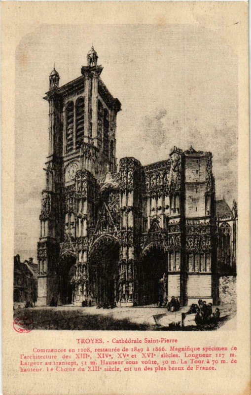 Carte postale ancienne Troyes- Cathedrale Saint Pierre France à Troyes