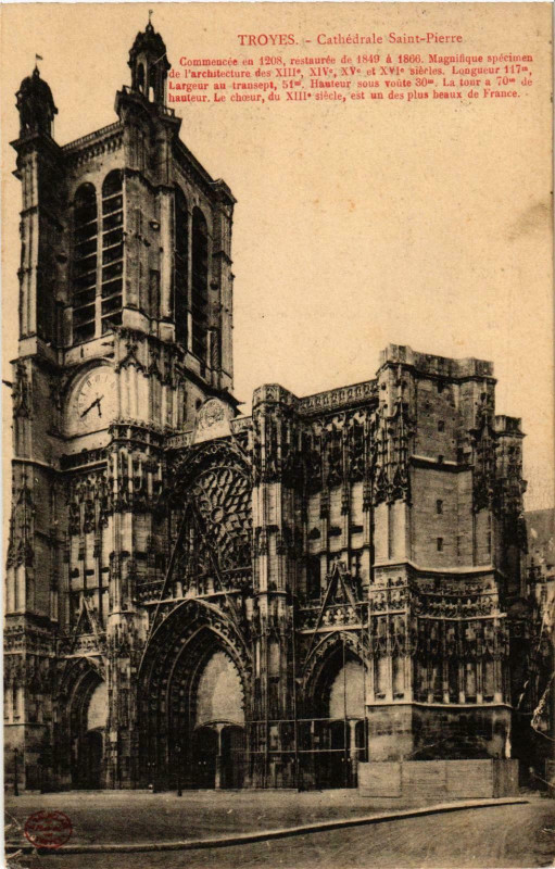 Carte postale ancienne Troyes- Cathedrale Saint Pierre France à Troyes