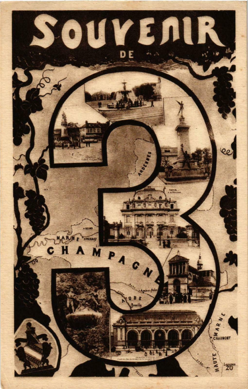 Carte postale ancienne Souvenir de 3 France