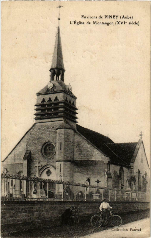 Carte postale ancienne Env. De Piney- Eglise de Montangon France à Piney