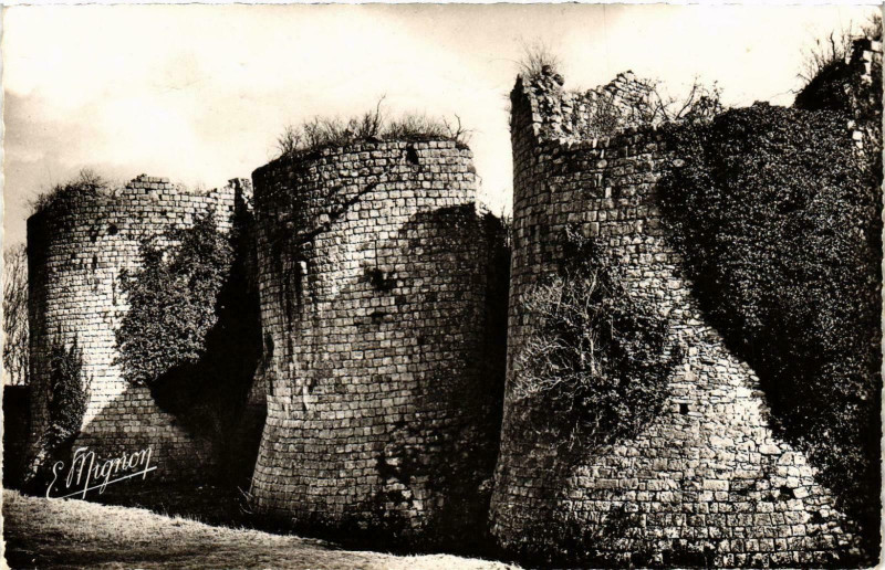 Carte postale ancienne Villenauxe- Les Ruines de Mont Aiguillon, Tourelles France